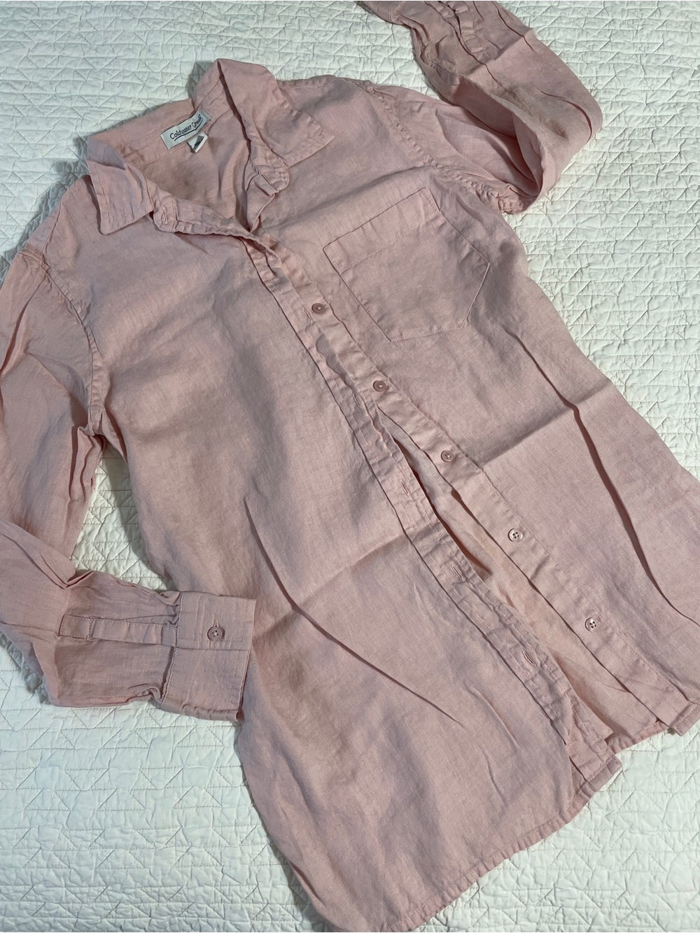 Coldwater Creek Light Pink Button-Down Linen Shirt